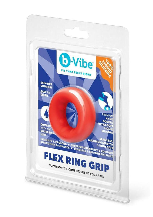 B-Vibe Flex Ring Grip Silicone Cock Ring - Red
