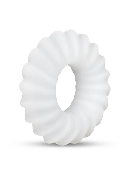 B-Vibe Flex Ring Ripple Silicone Cock Ring - White