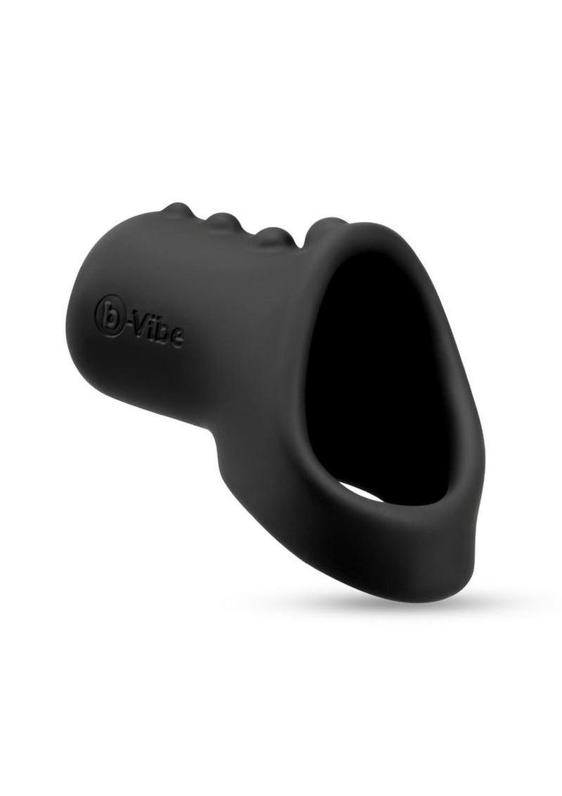 B-Vibe Flex Ring Shaft Silicone Cock Ring and Ball Stretcher - Black