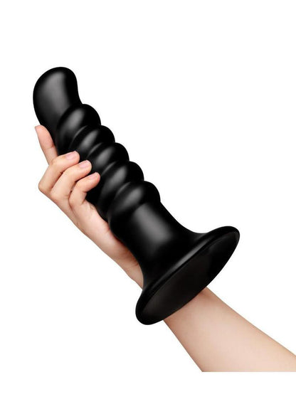 B-Vibe Krush Curved and Ribbed Dildo with Suction Cup