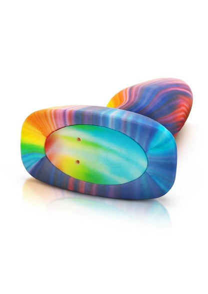 b-Vibe Peace and Love Rechargeable Silicone Rimming Plug with Remote Control - Tie-Dye