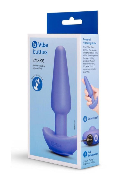 B-Vibe Shake Slimline Vibrating Silicone Anal Plug - Blue