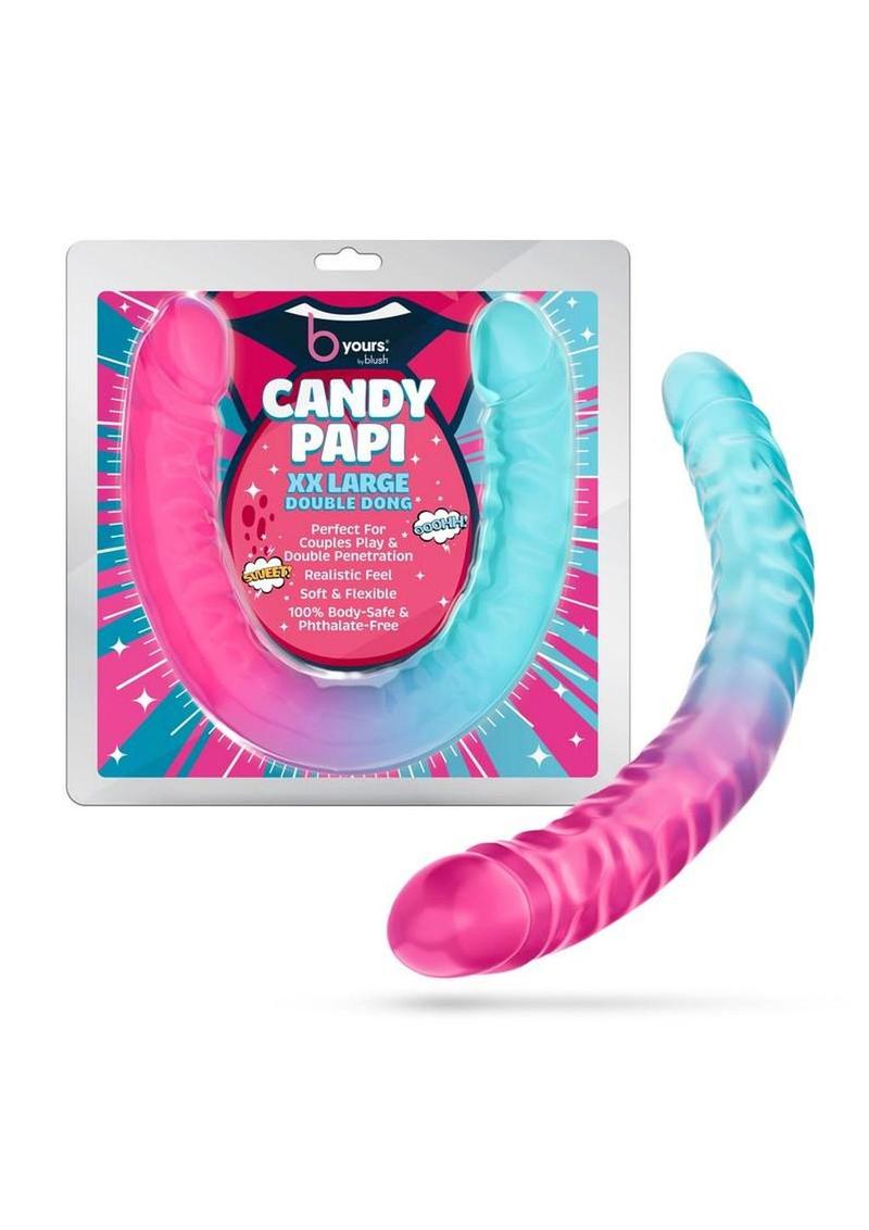B Yours Candy Papi Double Dildo - Multicolor - 17.75in