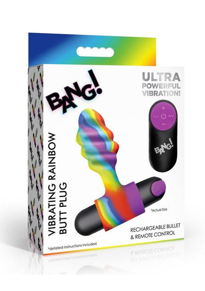 Bang Vibrating Rainbow Butt Plug Silicone Rechargeable - Multicolor