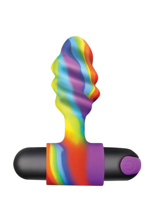 Bang Vibrating Rainbow Butt Plug Silicone Rechargeable - Multicolor