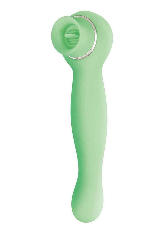 Blaze Luscious Licker Rechargeable Silicone Dual End Vibrator - Green/Mint