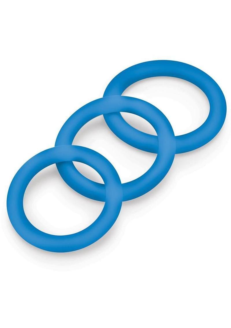 Bodywand 4Play Flex Loop Trio Silicone Cock Ring Set (3 Piece) - Blue