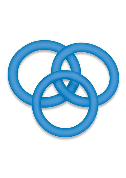 Bodywand 4Play Flex Loop Trio Silicone Cock Ring Set (3 Piece) - Blue