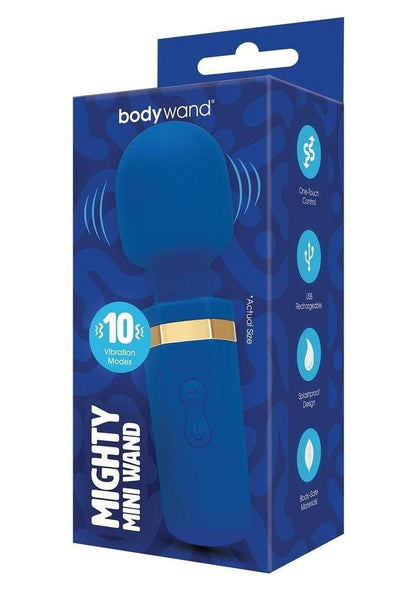 Bodywand Mighty Mini Wand Rechargeable Wand Massager - Blue/Gold