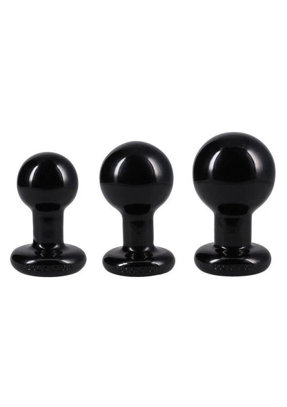 Classic Round Butt Plug - Black - 3 Piece/Set