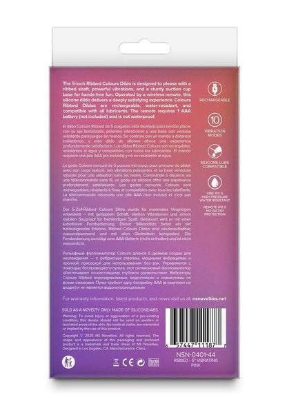 Colours Ribbed Rechargeable Silicone Vibrating Dildo with Remote Control