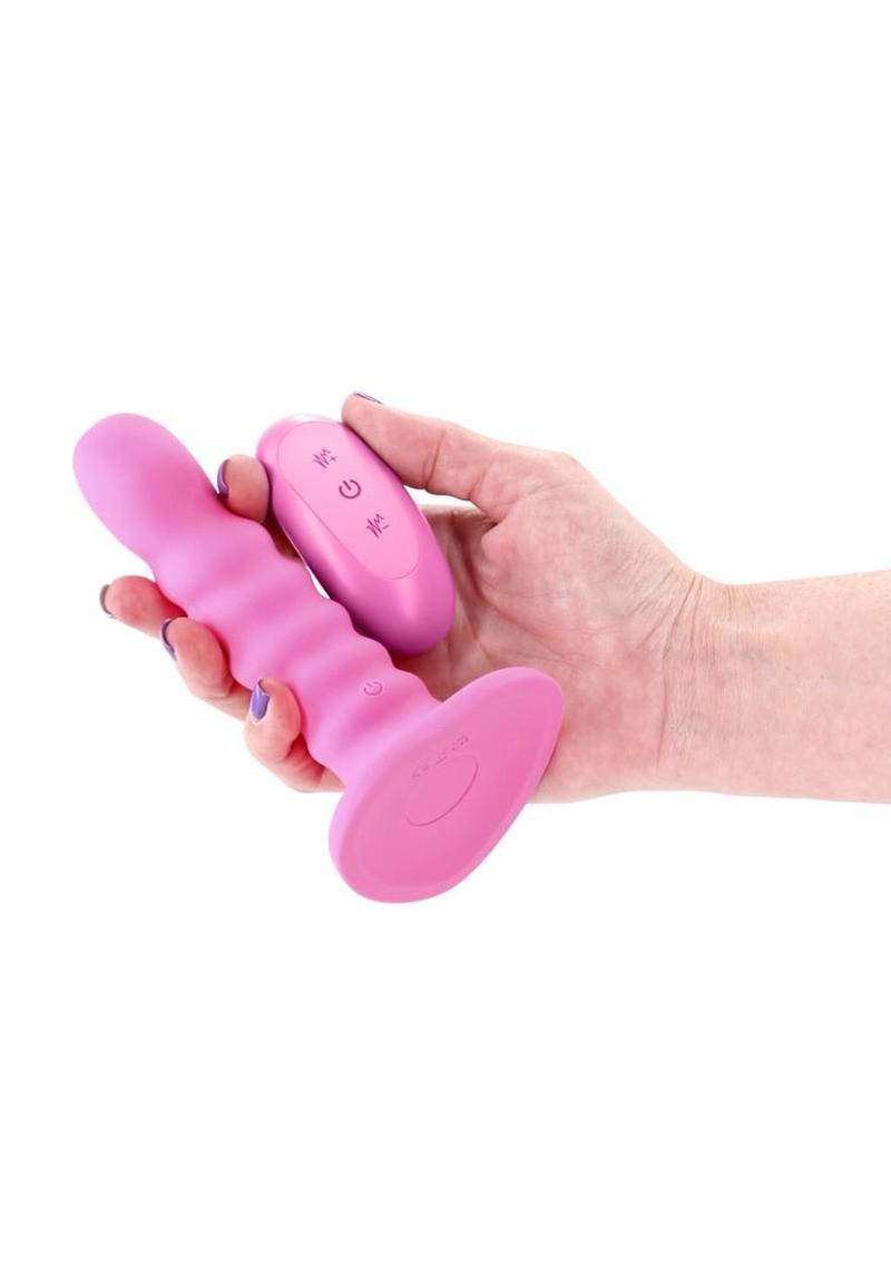 Colours Ribbed Rechargeable Silicone Vibrating Dildo with Remote Control