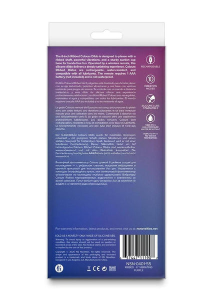 Colours Ribbed Rechargeable Silicone Vibrating Dildo with Remote Control