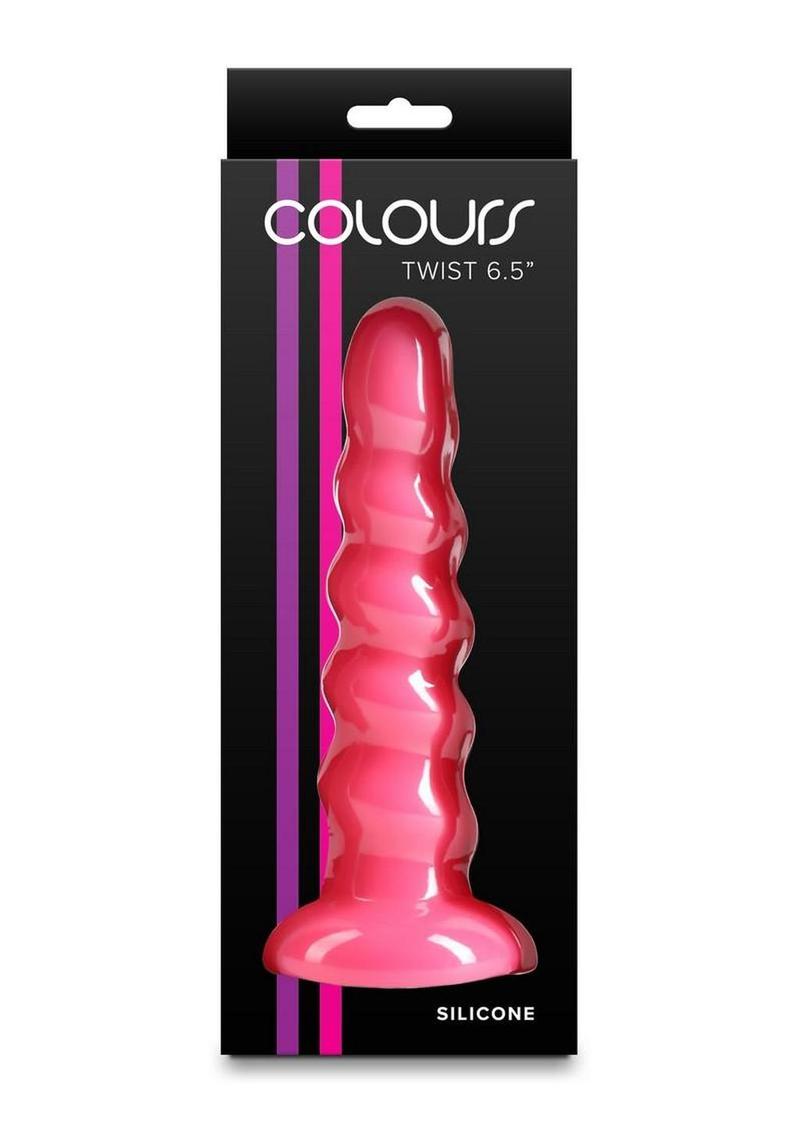 Colours Twist Silicone Dildo with Suction Cup - Pink - 6.5in