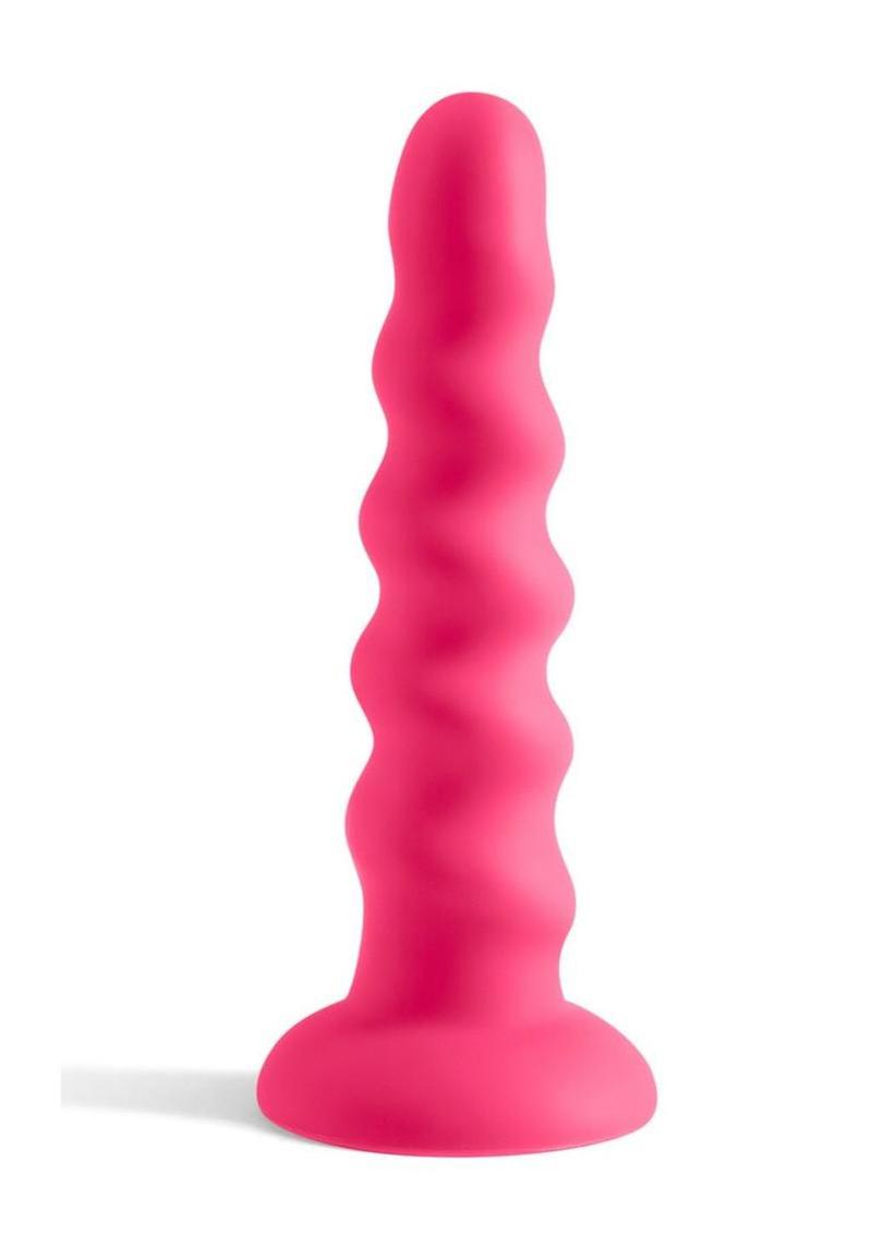 Colours Twist Silicone Dildo with Suction Cup - Pink - 6.5in