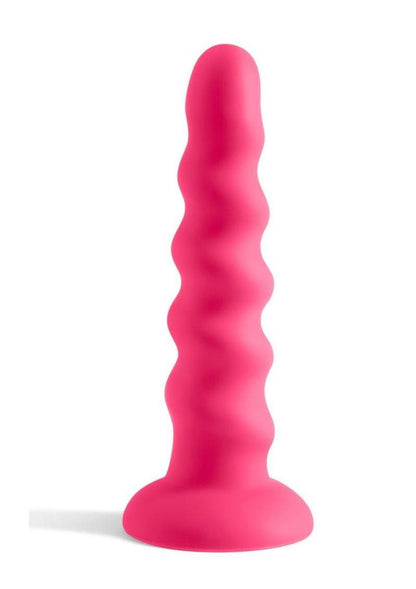 Colours Twist Silicone Dildo with Suction Cup - Pink - 6.5in