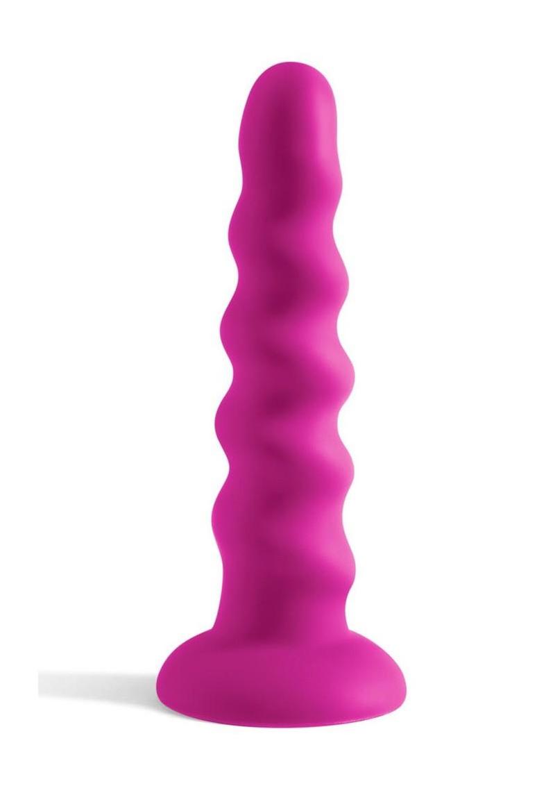 Colours Twist Silicone Dildo with Suction Cup - Purple - 6.5in