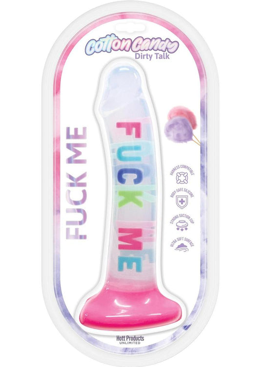 Cotton Candy Dirty Talk Fuck Me Silicone Dildo - Multicolor