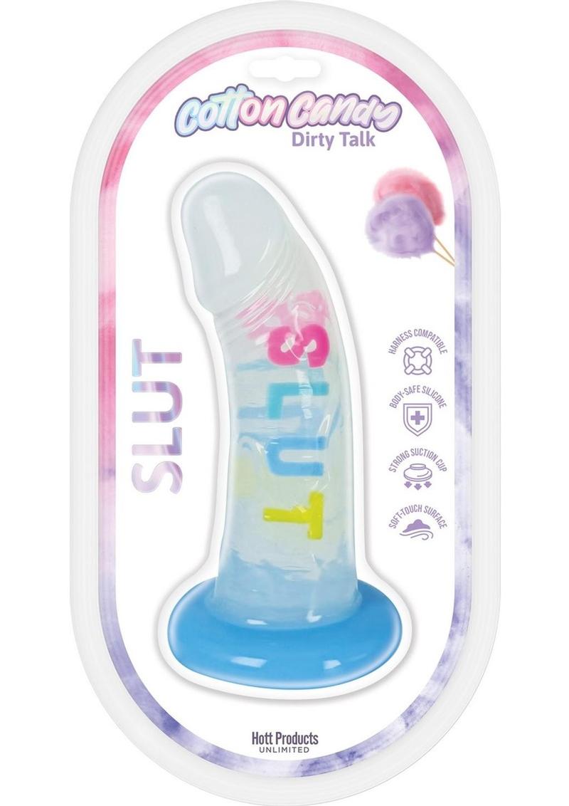 Cotton Candy Dirty Talk Slut Silicone Dildo - Multicolor - 6in