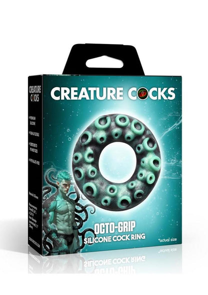 Creature Cock Octo-Grip Silicone Cock Ring - Black/Teal