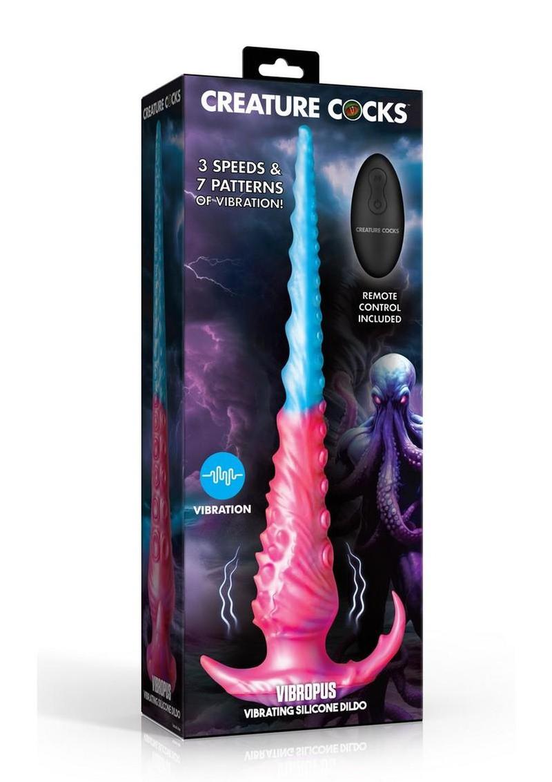 Creature Cock Vibropus Rechargeable Silicone Anal Dildo with Remote Control - Blue/Pink