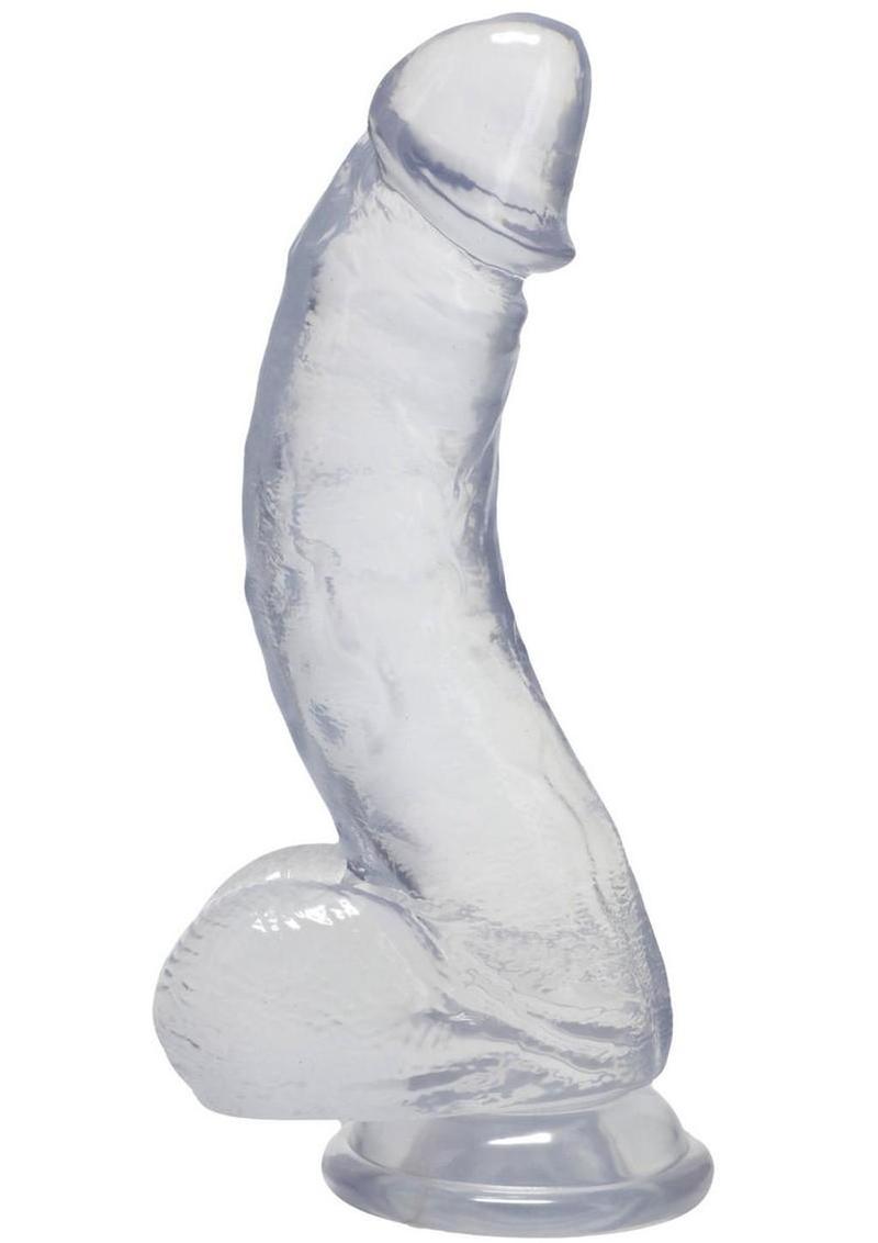 Crystal Jellies 7 Inch Curved Realistic Dildo with Balls & Suction Cup