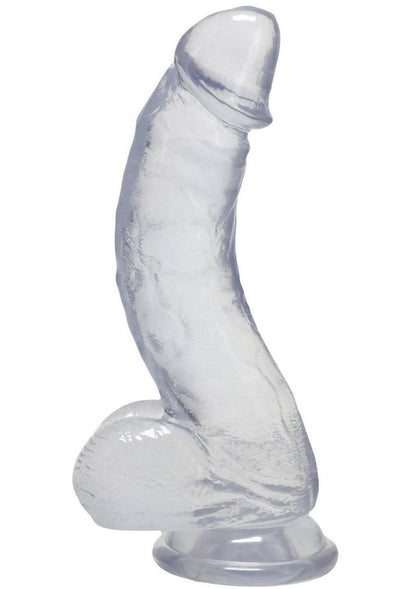 Crystal Jellies 7 Inch Curved Realistic Dildo with Balls & Suction Cup
