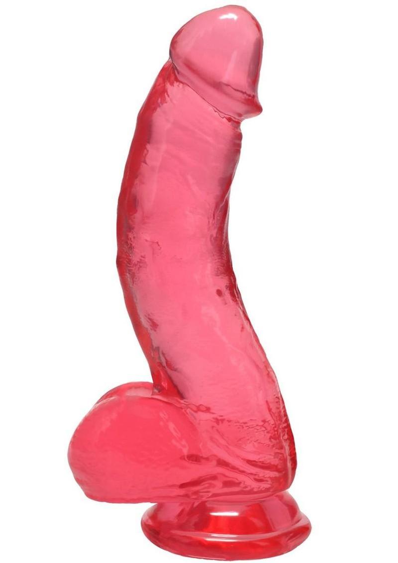 Crystal Jellies 7 Inch Curved Realistic Dildo with Balls & Suction Cup