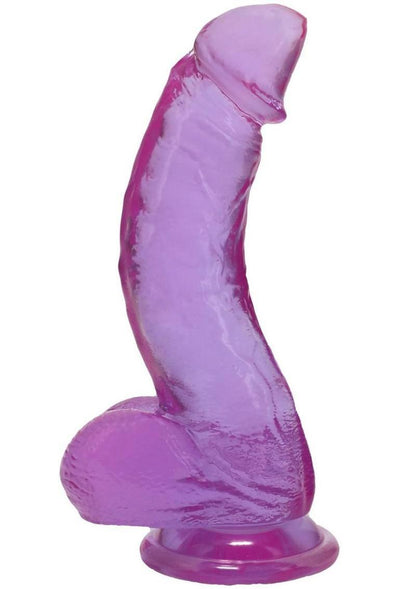 Crystal Jellies 7 Inch Curved Realistic Dildo with Balls & Suction Cup