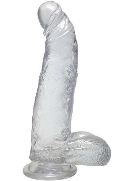 Crystal Jellies Curved Realistic Cock with Balls - Clear - 8in