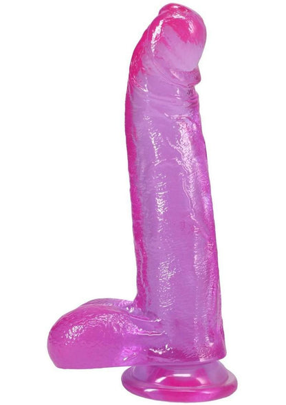 Crystal Jellies 7 Inch Curved Realistic Dildo with Balls & Suction Cup