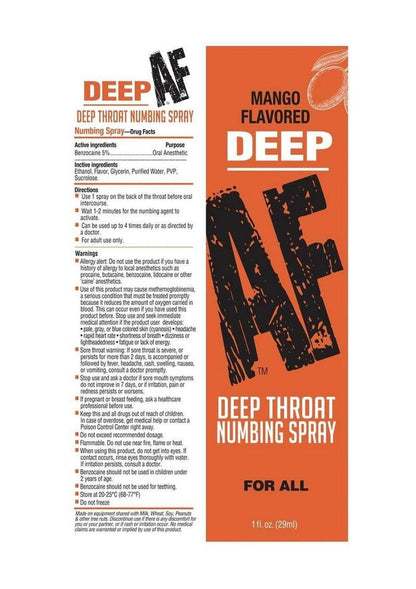 Deep AF Deep Throat Numbing Spray 1oz - Mango