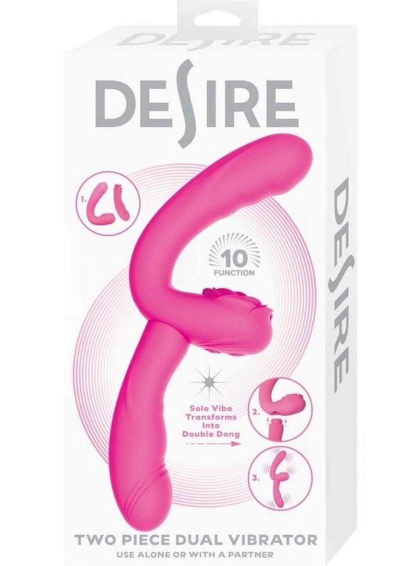Desire Two-Piece Dual Rechargeable Silicone Vibrator - Pink