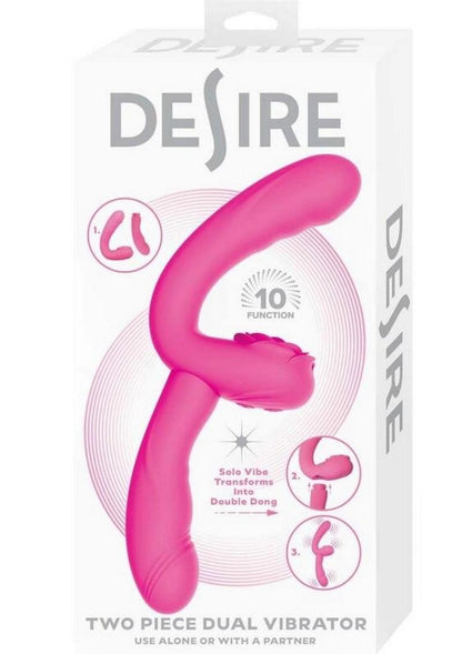 Desire Two-Piece Dual Rechargeable Silicone Vibrator - Pink