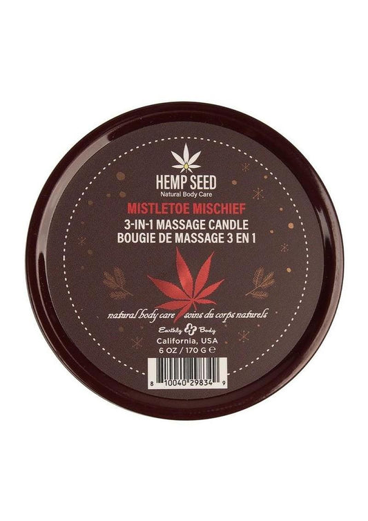 Earthly Body Hemp Seed 3 In 1 Massage Candle - Mistletoe Mischief - 6oz