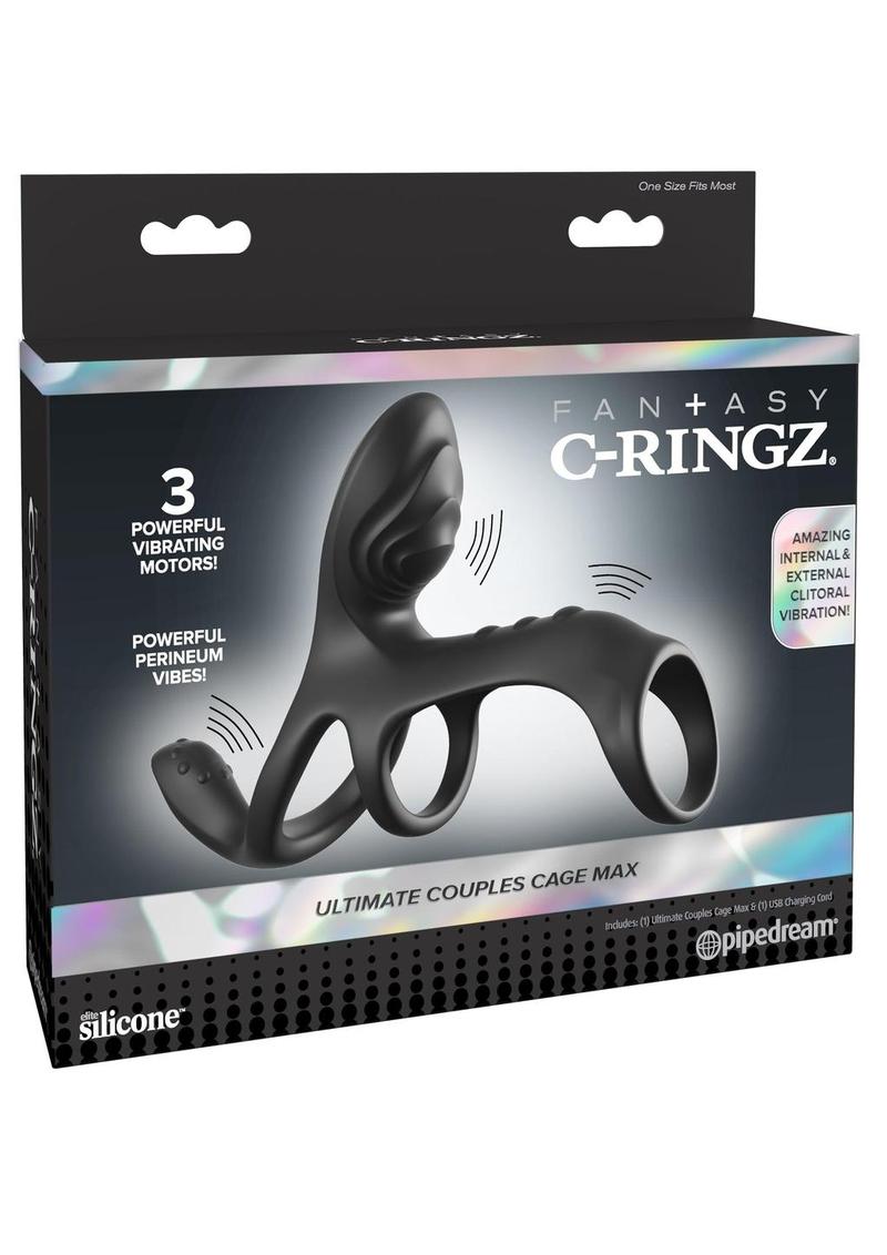 Fantasy C-Ringz Ultimate Couples Cage Max Vibrating Cock Ring - Black
