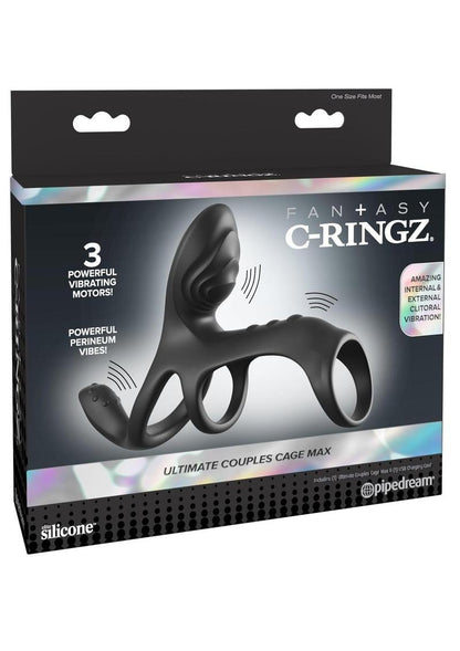 Fantasy C-Ringz Ultimate Couples Cage Max Vibrating Cock Ring - Black