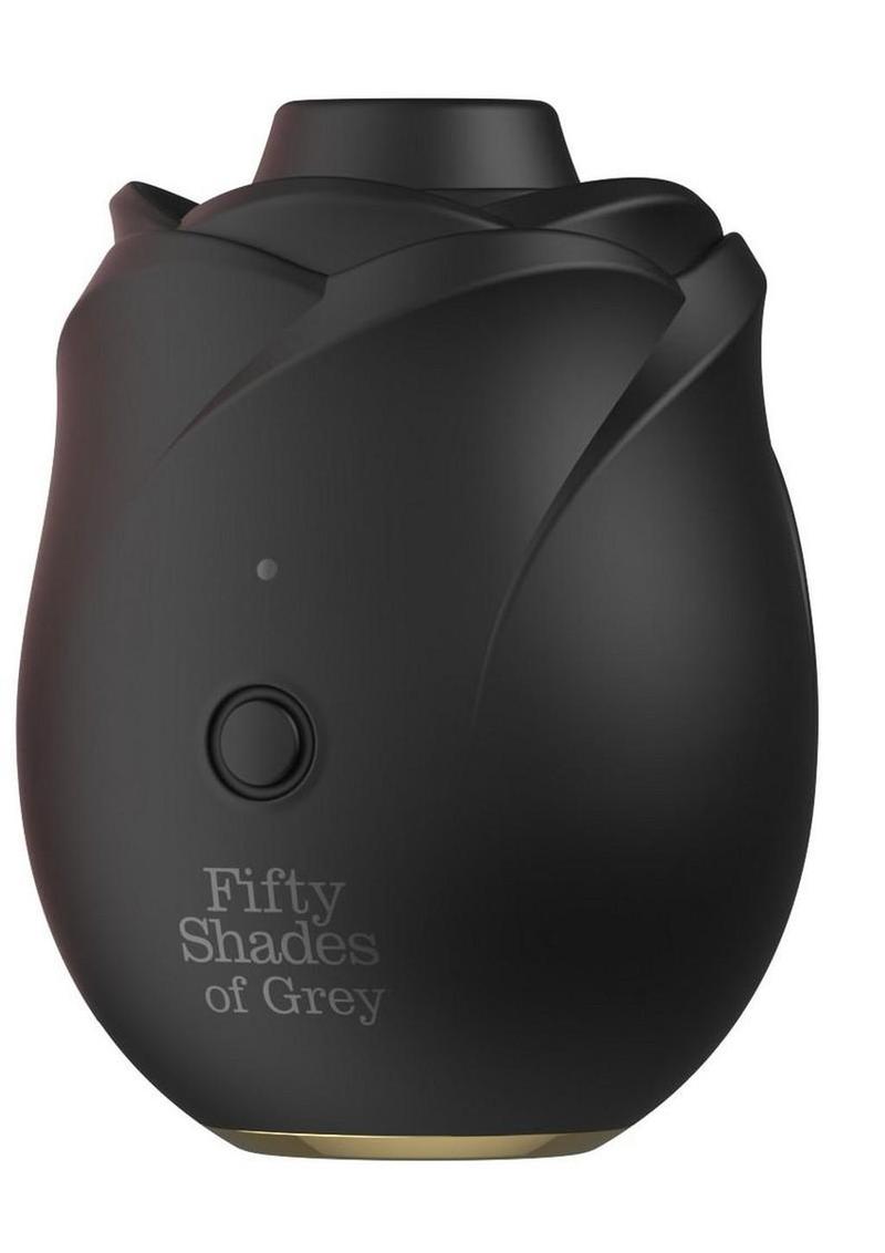 Fifty Shades Of Grey Hearts and Flowers Rose 2.0 Rechargeable Silicone Clitoral Stimulator - Black/Gold