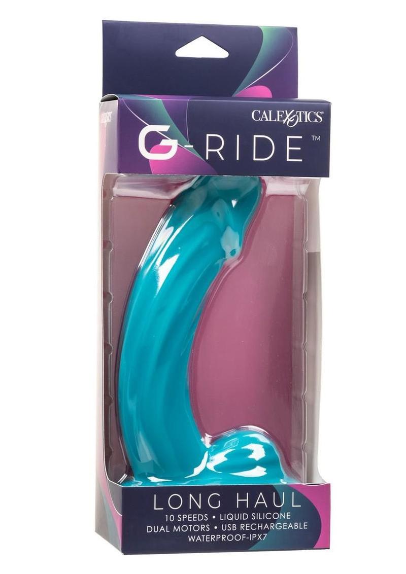 G-Ride Long Haul Rechargeable Silicone Vibrating Dildo - Blue