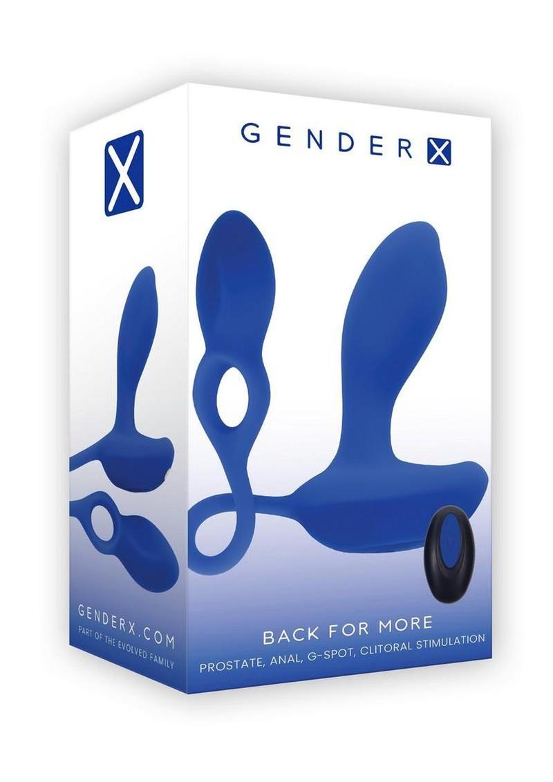 Gender X Back For More Rechargeable Silicone Wearable Prostate Vibrator with Remote - Blue