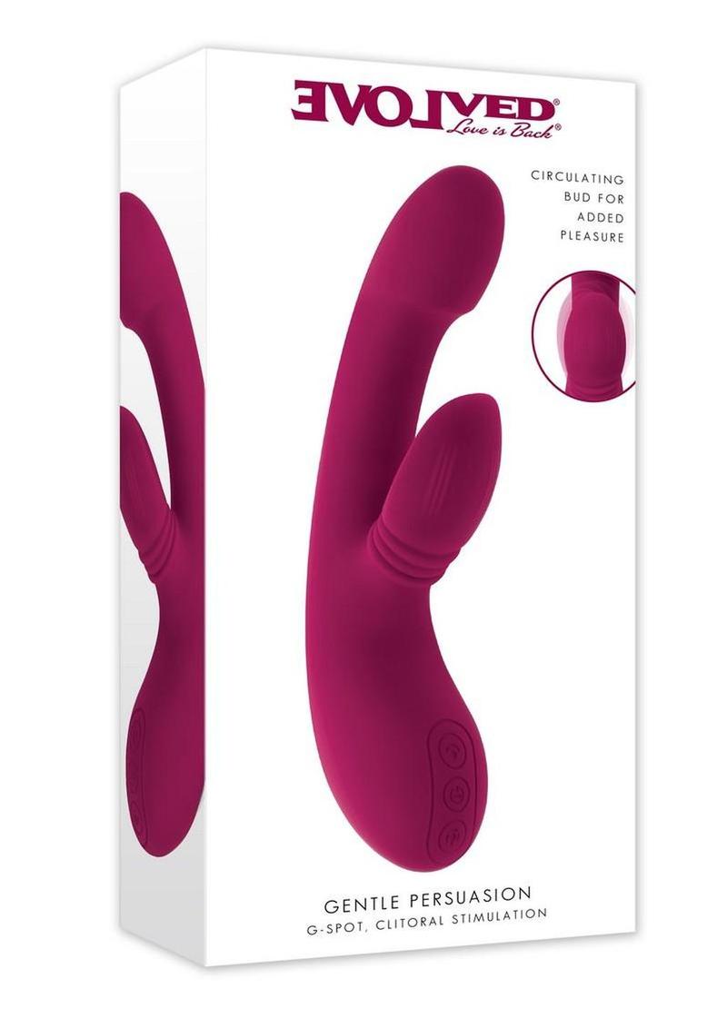 Gentle Persuasion Rechargeable Silicone Vibrator with Clitoral Stimulator - Red