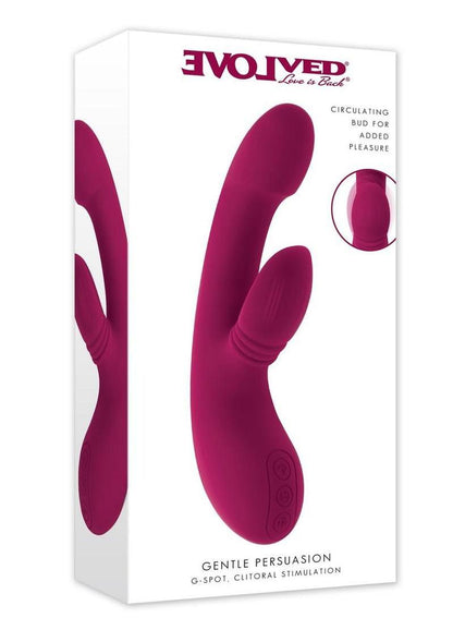 Gentle Persuasion Rechargeable Silicone Vibrator with Clitoral Stimulator - Red