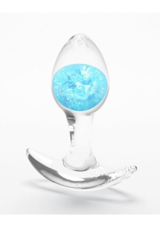 Glams Cosmic Silicone Anal Plug - Blue/Clear - Small