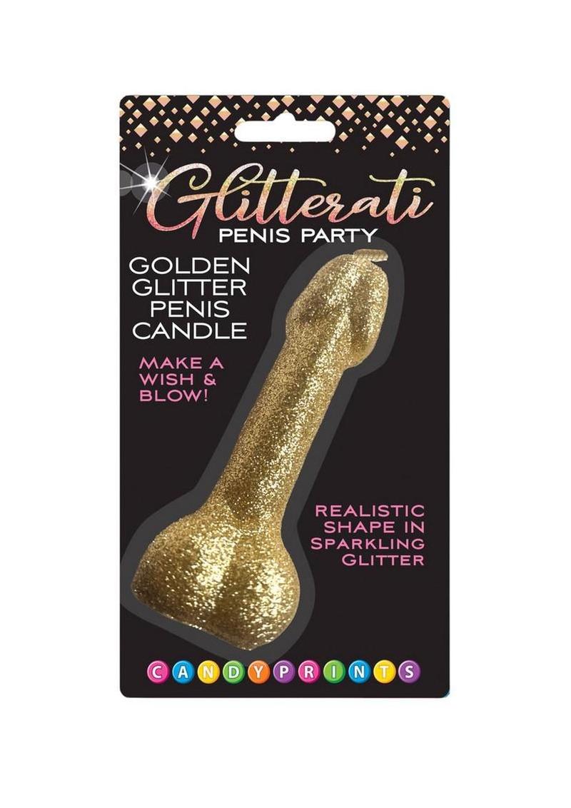 Glitterati Penis Candle - Gold Glitter - Gold