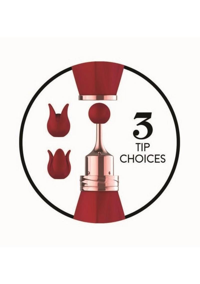Gold Glam Tri-Tip Rechargeable Silicone Clitoral Vibrator with 3 Tips