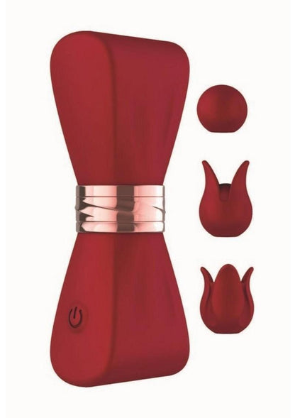 Gold Glam Tri-Tip Rechargeable Silicone Clitoral Vibrator with 3 Tips