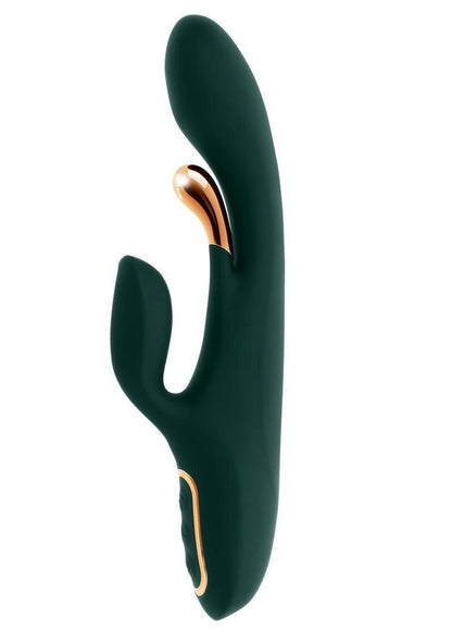 Golden Goddess Rechargeable Silicone Vibrator with Clitoral Stimulator