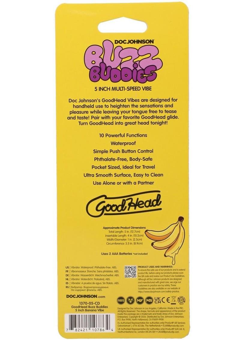 GoodHead Buzz Buddies Banana 5in Multi-Speed Vibe - Purple/Yellow