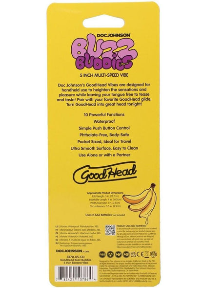 GoodHead Buzz Buddies Banana 5in Multi-Speed Vibe - Purple/Yellow