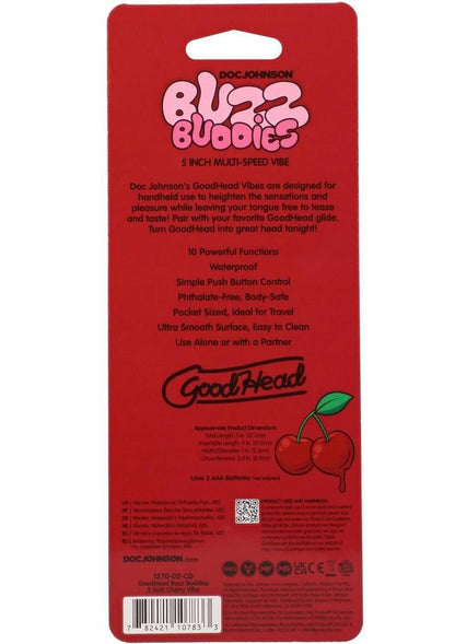 GoodHead Buzz Buddies Cherries 5in Multi-Speed Vibe - Pink/Red